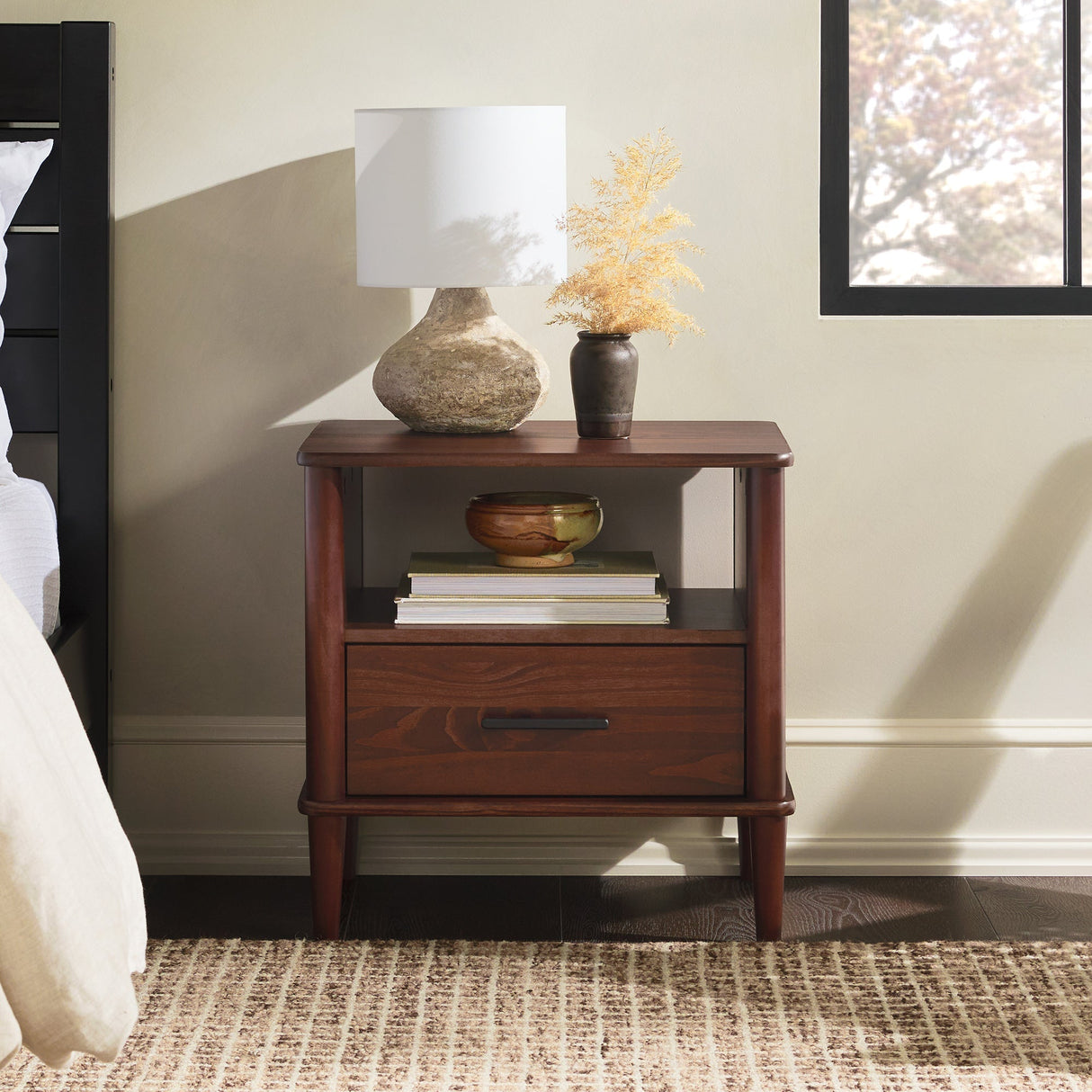 Luminar Solid Wood Spindle Nightstand - Nightstands