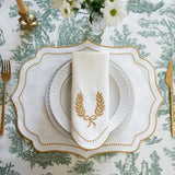 LUNA IVORY GOLD TRIM FABRIC PLACEMAT NAPKIN SET
