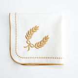 LUNA IVORY GOLD TRIM FABRIC PLACEMAT NAPKIN SET