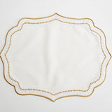 LUNA IVORY GOLD TRIM FABRIC PLACEMAT NAPKIN SET