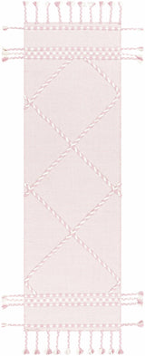 Lupton Pink Trellis Wool Rug with tassels - Clearance