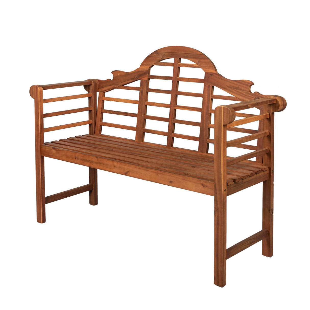 Lutyens 3 - seat arched support acacia wood outdoor garden patio bench - Tuesday Morning - Outdoor Benches
