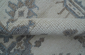 Luxe Custom Made Turkish Ivory Hand knotted Wool And Linen Blend Rug