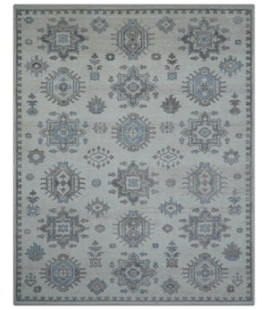 Luxe Custom Made Turkish Ivory Hand knotted Wool And Linen Blend Rug