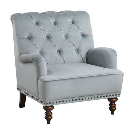 Luxurious Accent Chair with Upholstered Tufted and Nailhead Trim - Accent Chairs