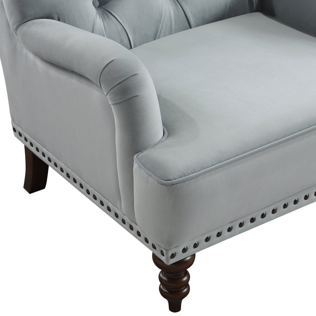 Luxurious Accent Chair with Upholstered Tufted and Nailhead Trim - Accent Chairs