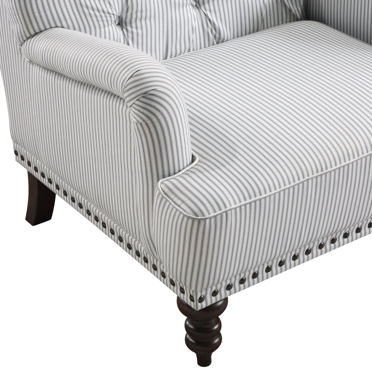 Luxurious Accent Chair with Upholstered Tufted and Nailhead Trim - Accent Chairs