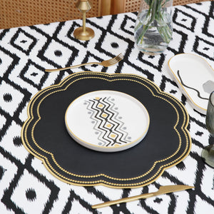 Nurture Black Gold Scalloped Faux Leather Placemat