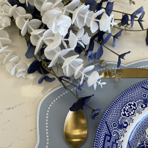 Velour Light Blue Rectangle Faux Leather Placemat