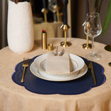 Nurture Navy Blue Round Faux Leather Placemats