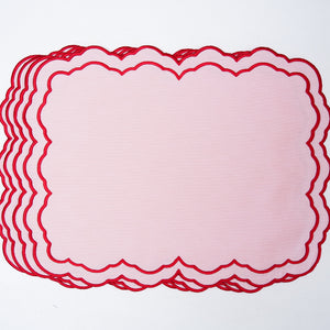 ELARA PINK RECTANGLE FABRIC PLACEMAT & NAPKIN SET (Set Of 4)