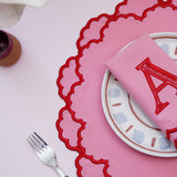 CRESSIDA PINK ROUND FABRIC PLACEMAT & NAPKIN SET