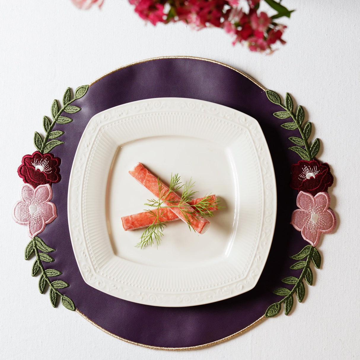 JASMINE PURPLE ORANGE FAUX LEATHER PLACEMAT