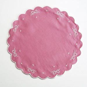 Ribbia Pink Round Fabric Placemat & Napkin Set