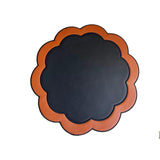 Serenity Black Orange Scalloped Faux Leather Placemats