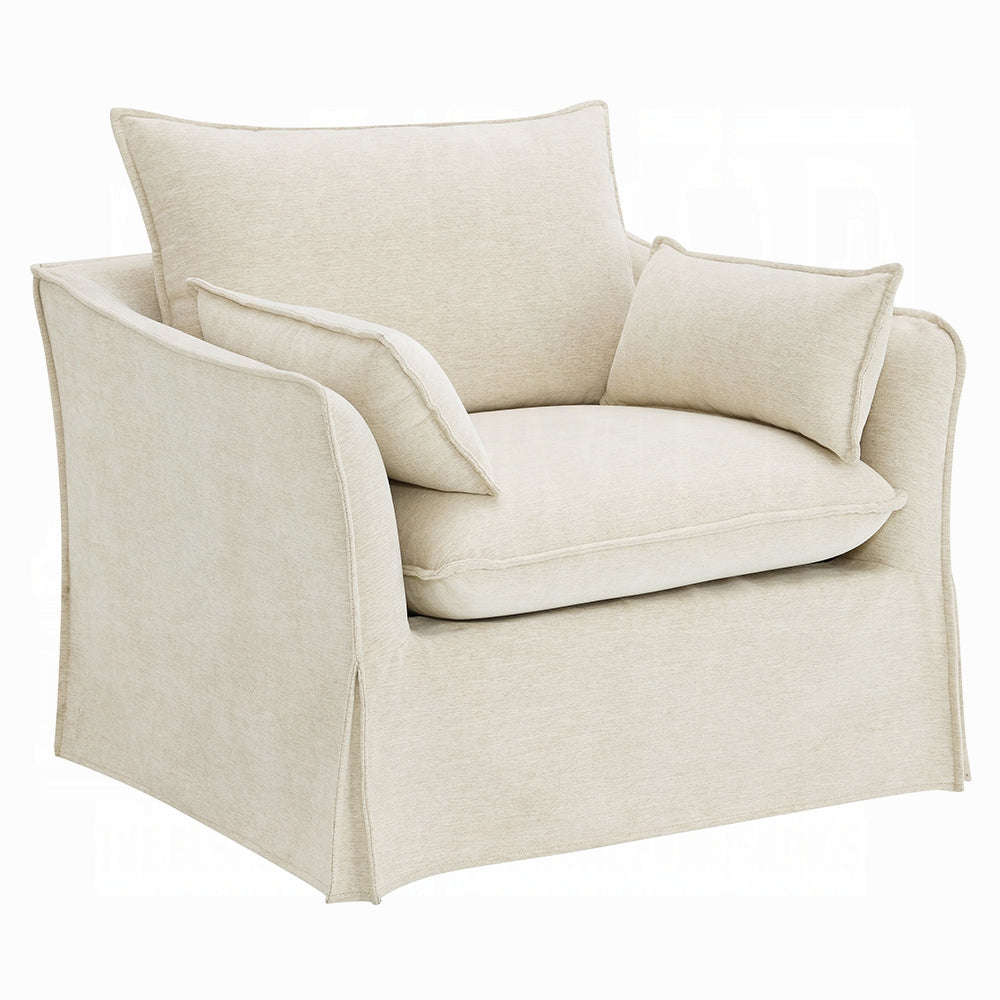 Shane Beige Linen Chair with 2 Pillows