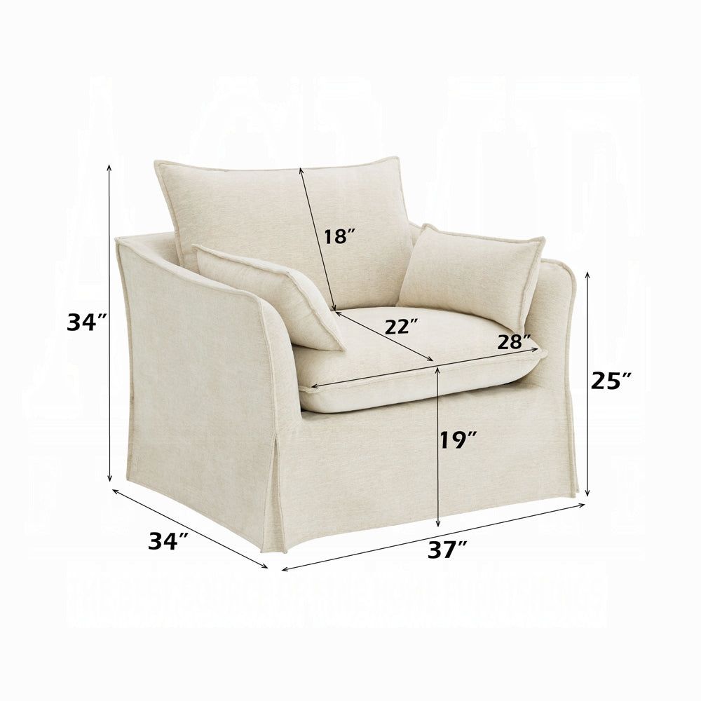 Shane Beige Linen Chair with 2 Pillows