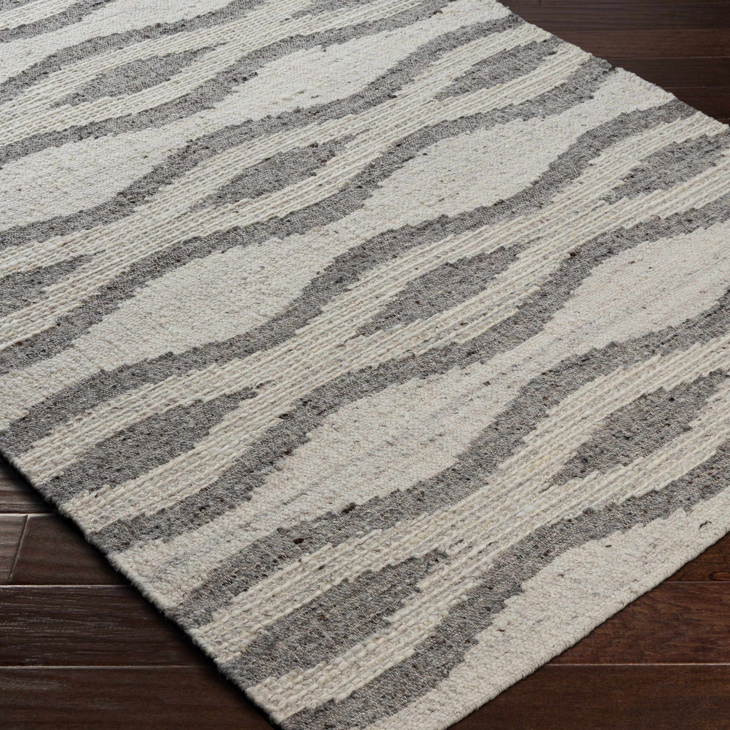 Lavalwaves Hand Woven Flatweave Wool Carpet - Clearance