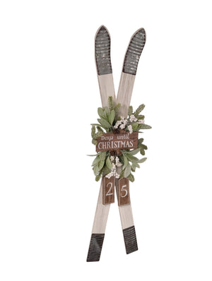 Ski Holiday Countdown Calendar with Festive Florals - Cream