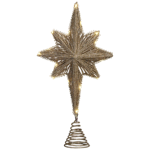 Golden Glow LED Star Tree Topper - Sixteen Inches