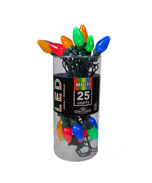 25-Light Multi-Color Pearl LED C7 Light Set With Green Wire