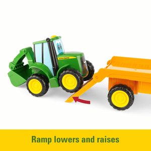 John Deere Lights and Sounds Farmin' Friends Toy Hauling Set with Truck and Backhoe Tractor