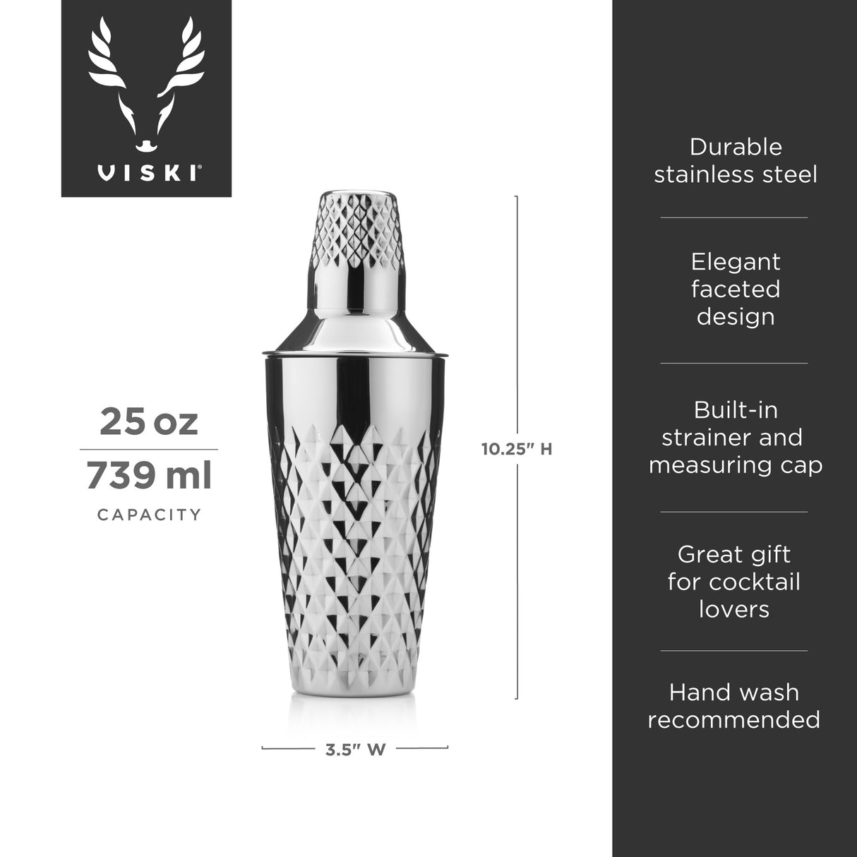 Irving faceted cocktail shaker in silver viski®
