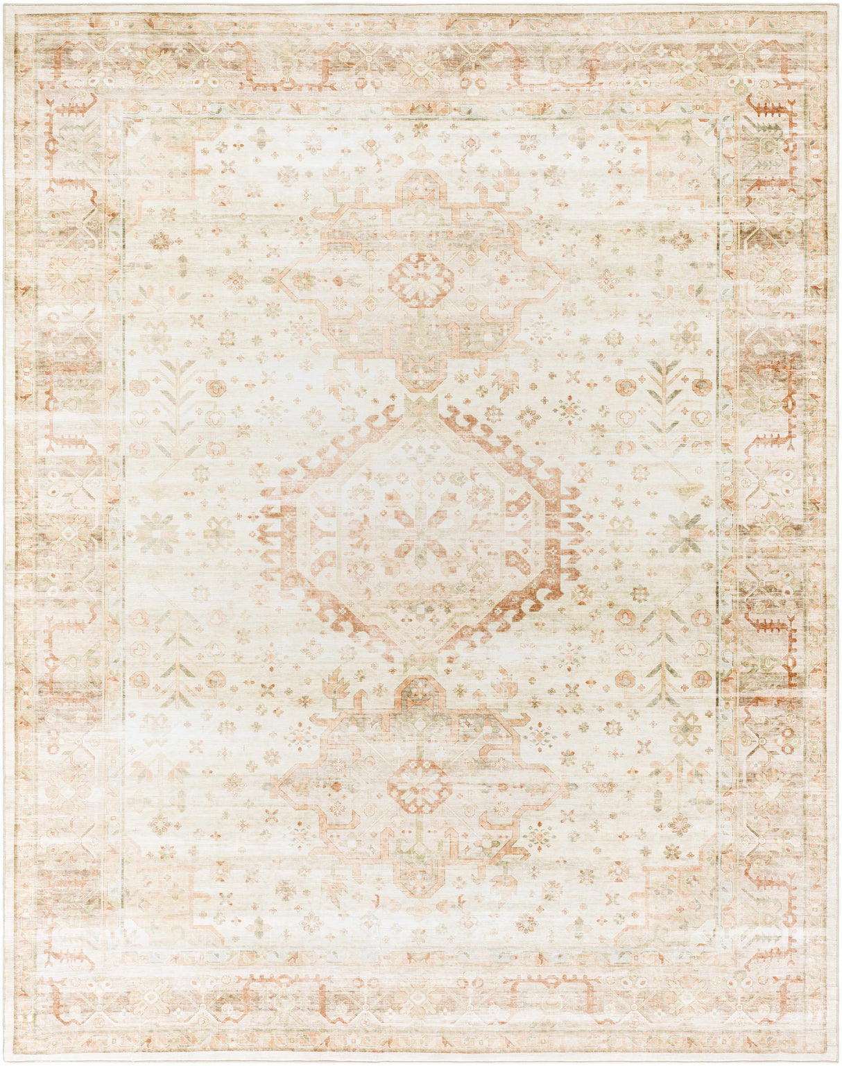 Laran Rust Distressed Washable Area Rug