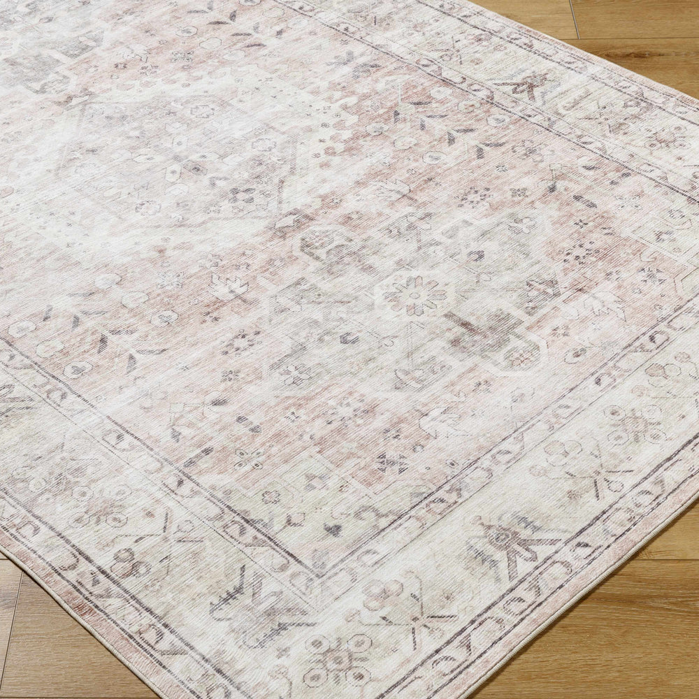 Laran Taupe Distressed Washable Area Rug