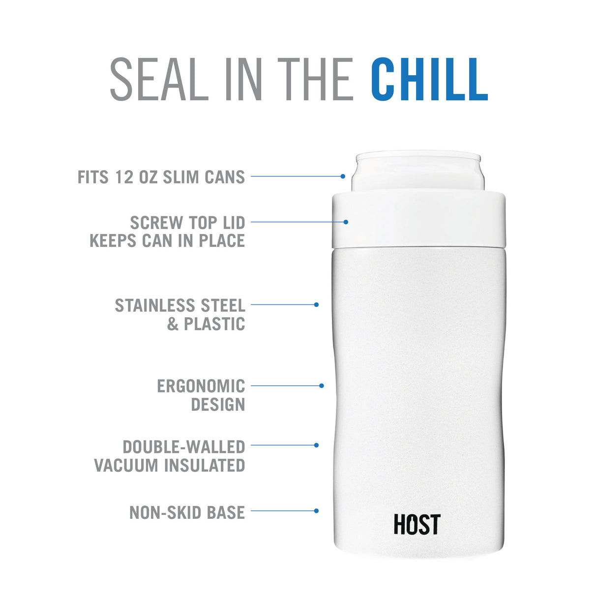 Stay-chill slim can cooler in pearl white by host®
