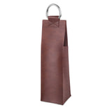 Brown faux leather single-bottle wine tote by viski®