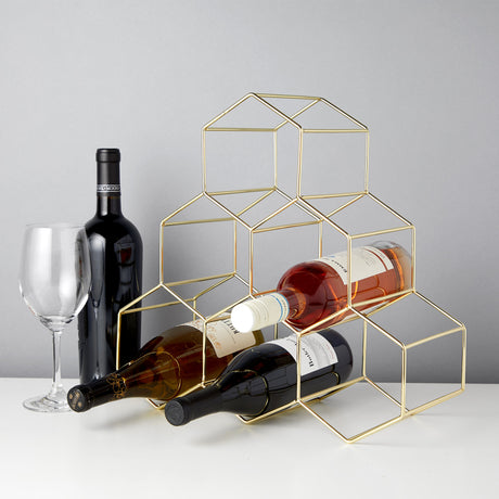 Belmont geo 6-bottle counter top wine rack in gold viski®