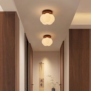 Pumpkin Flush Mount Ceiling Light Modern Round LED Ceiling Lamp