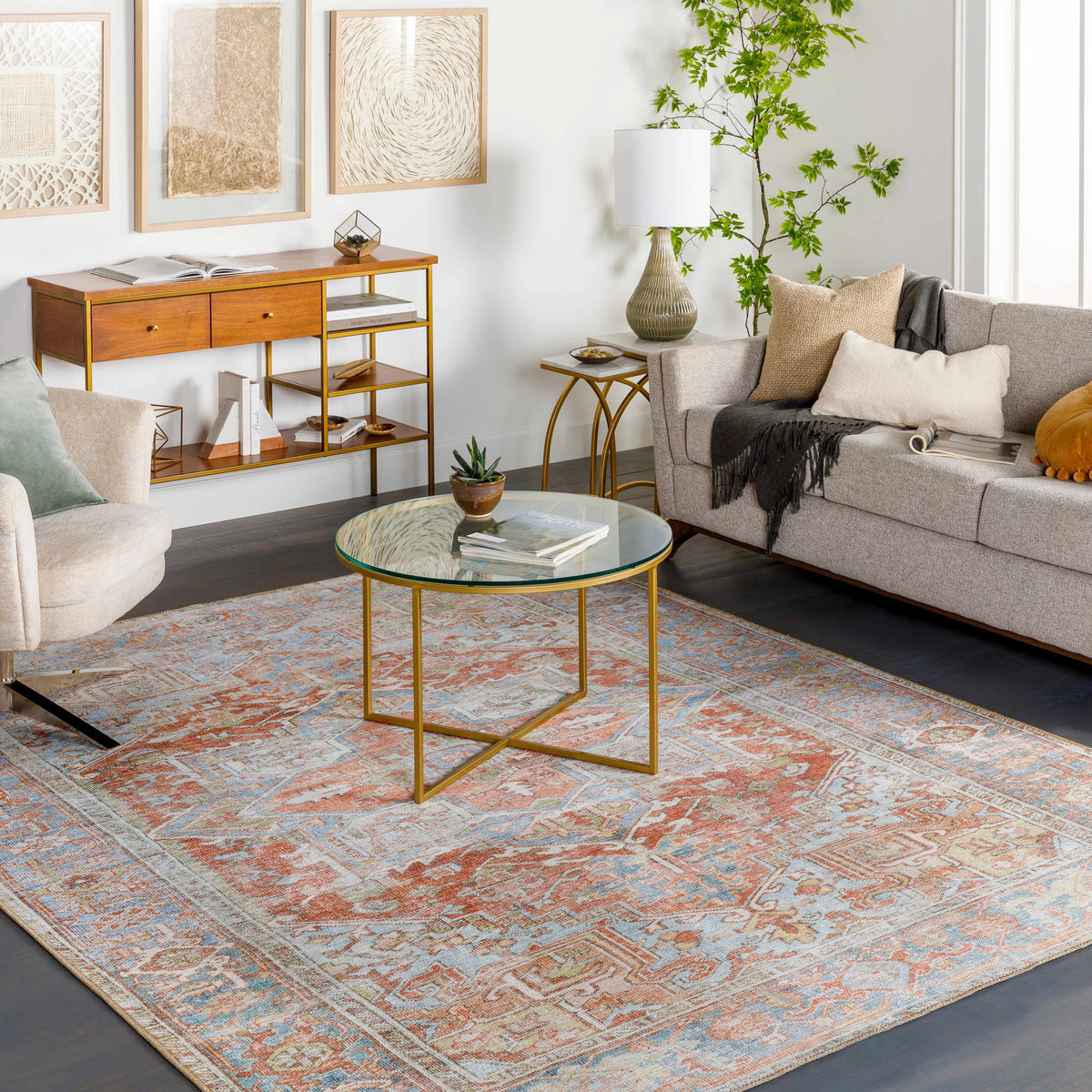 Rust Maayon Washable Rug - Low Pile 100% Polyester Area Rug – Tuesday ...