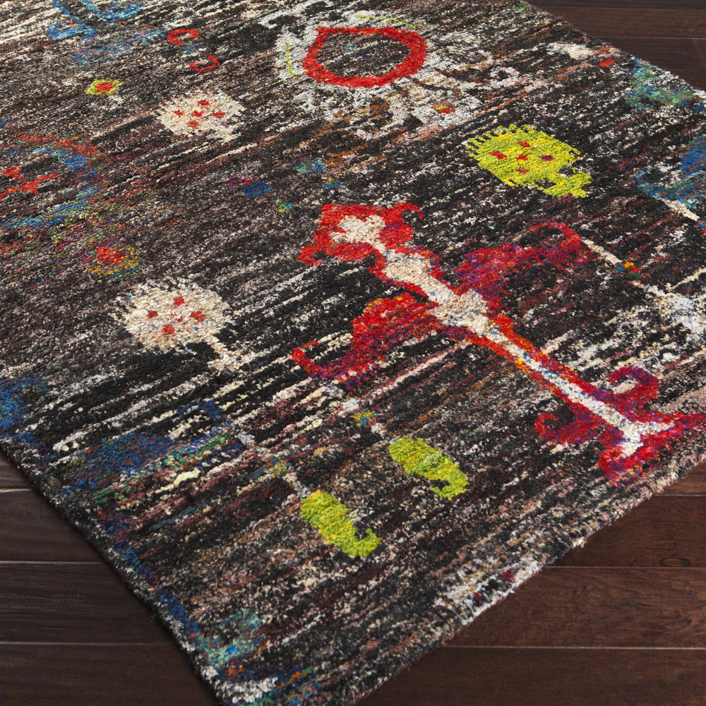 Macy 5x8 Handmade Black Silk Carpet - Clearance