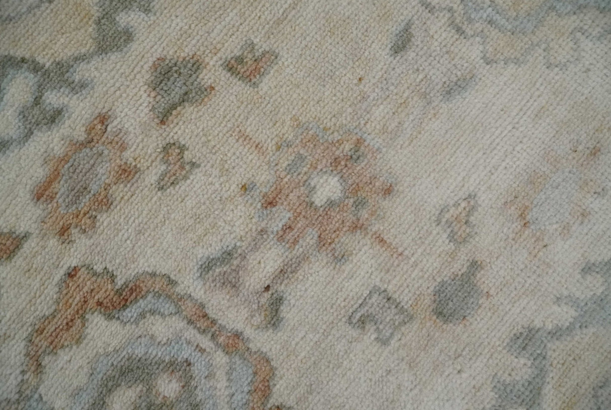 Made to Order Hand Knotted Ivory, Silver and Brown Traditional Antique Style Wool Area Rug