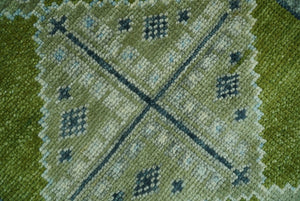 Made to Order Runner Traditional Heriz Green And Gray Hand Knotted Wool Rug
