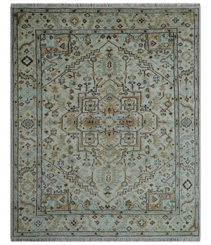 Made to Order Traditional Turkish Design Beige And Blue Wool Rug