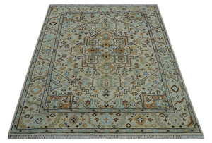 Made to Order Traditional Turkish Design Beige And Blue Wool Rug