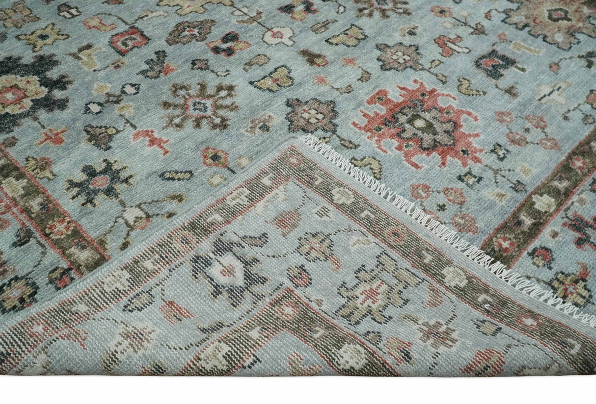 Made to Order Wool Traditional Silver and Olive  Hand knotted Oushak Area Rug