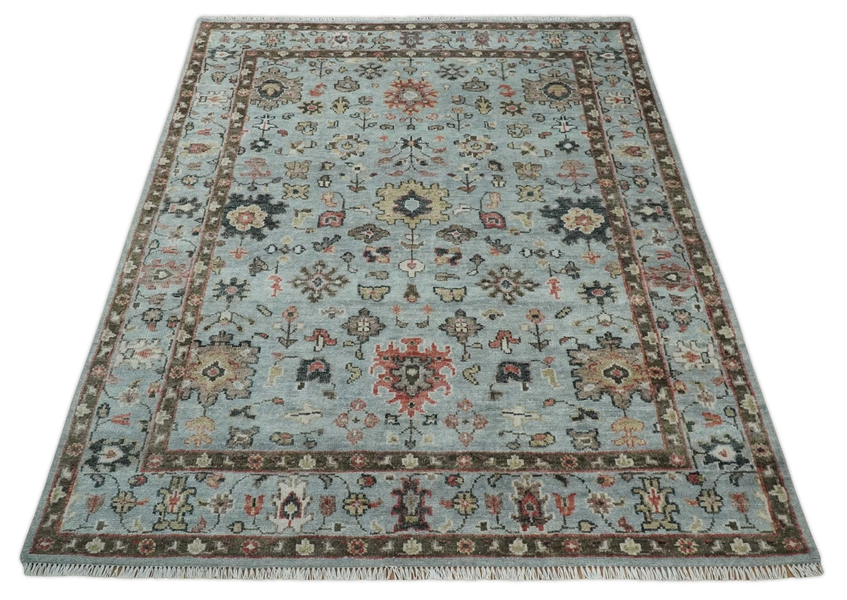 Made to Order Wool Traditional Silver and Olive  Hand knotted Oushak Area Rug