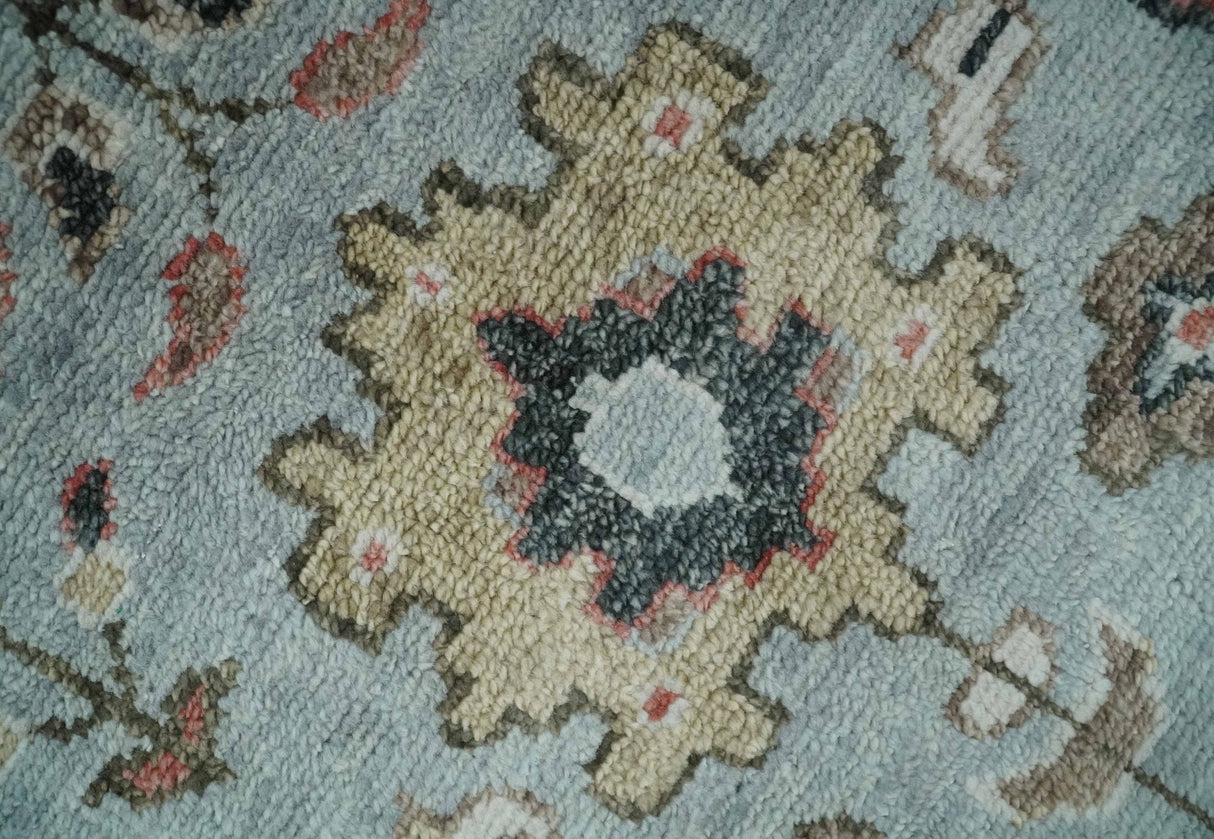 Made to Order Wool Traditional Silver and Olive  Hand knotted Oushak Area Rug