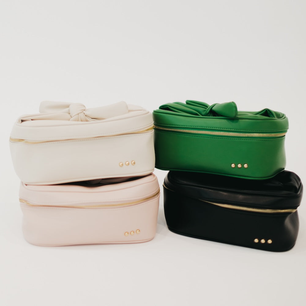 Gold Madelyn Bow Makeup Bag