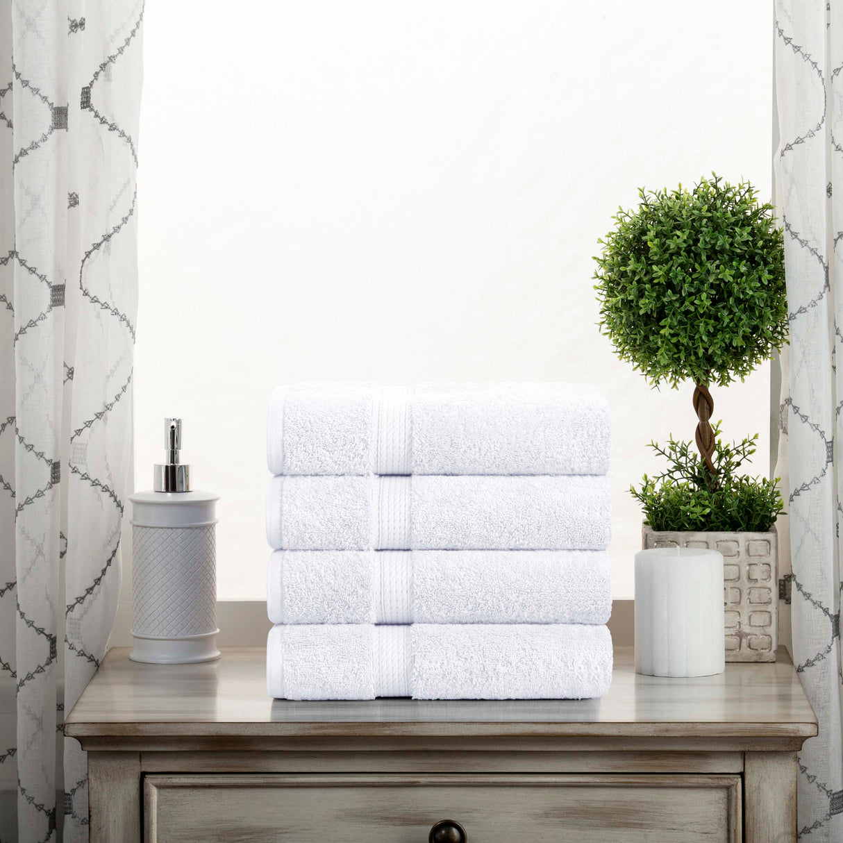 Madison Egyptian Cotton Plush Thick Absorbent Hand Towel Set of 4