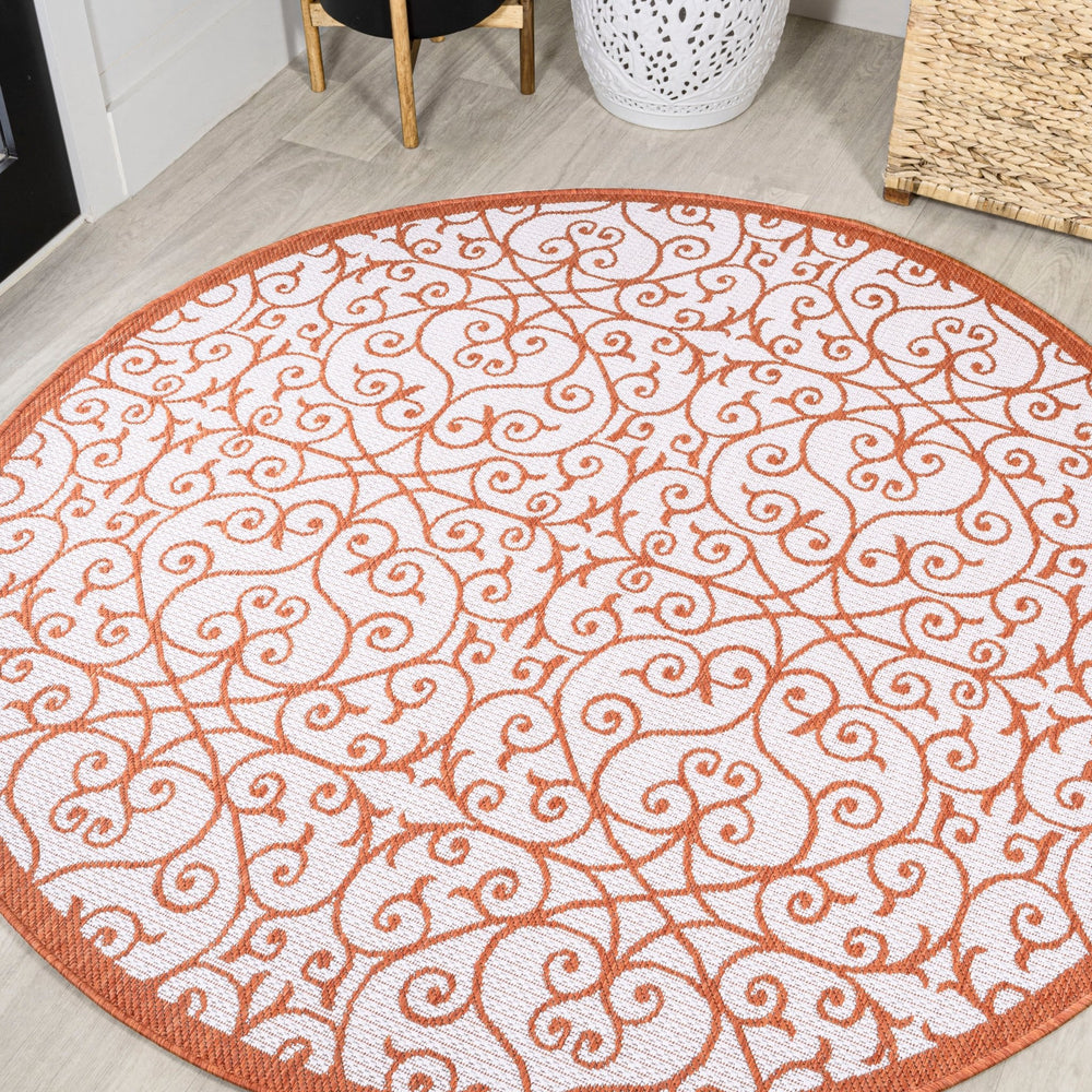 Madrid Vintage Filigree Textured Weave Indoor/Outdoor Round Area Rug - Tuesday Morning - Area Rugs