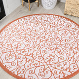 Madrid Vintage Filigree Textured Weave Indoor/Outdoor Round Area Rug - Tuesday Morning - Area Rugs