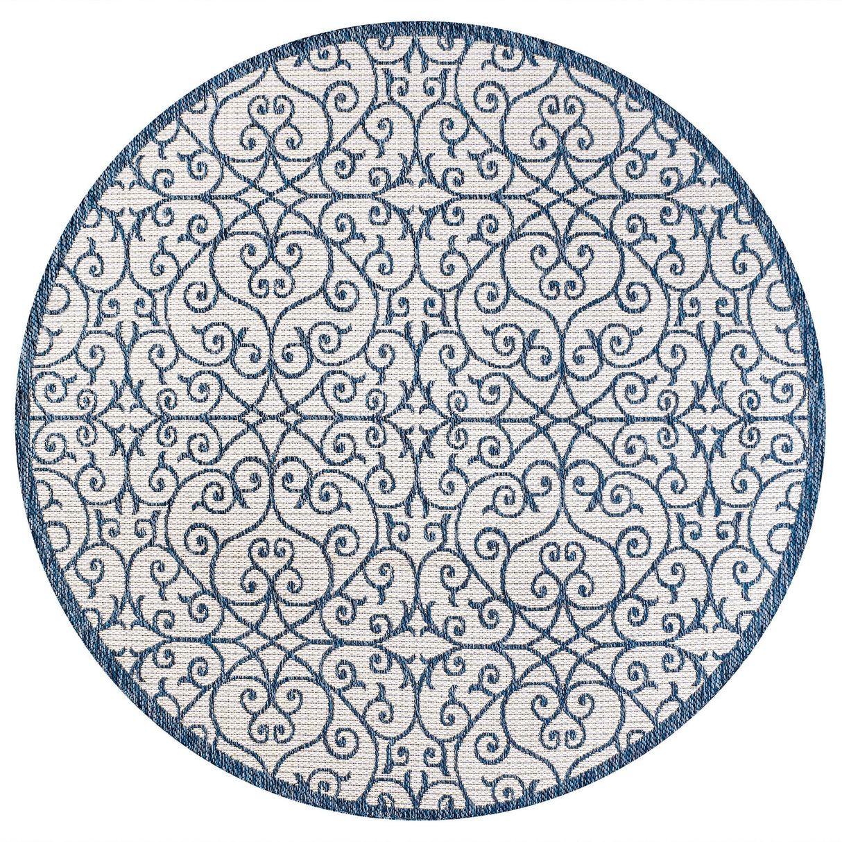 Madrid Vintage Filigree Textured Weave Indoor/Outdoor Round Area Rug - Tuesday Morning - Area Rugs