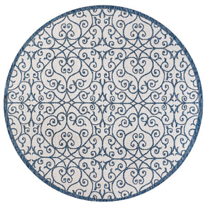 Madrid Vintage Filigree Textured Weave Indoor/Outdoor Round Area Rug - Tuesday Morning - Area Rugs