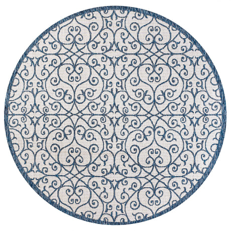 Madrid Vintage Filigree Textured Weave Indoor/Outdoor Round Area Rug - Tuesday Morning - Area Rugs