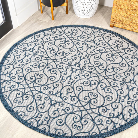 Madrid-Vintage-Filigree-Textured-Weave-Indoor/Outdoor-Round-Area-Rug-Area-Rugs